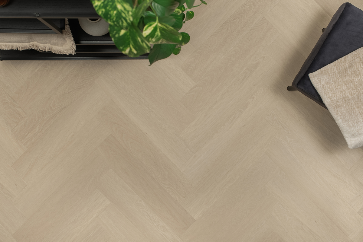 Floer Visgraat Click PVC vloer Beige Eiken sfeer topdown groot.webp